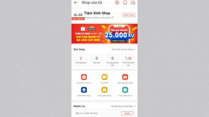 Vận h&agrave;nh v&agrave; tối ưu QC Gian H&agrave;ng Shopee Tiệm Xinh Store