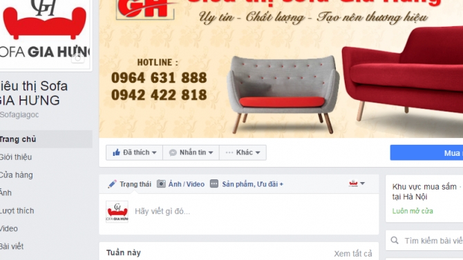 Quảng c&aacute;o Facebook cho cửa h&agrave;ng sofa