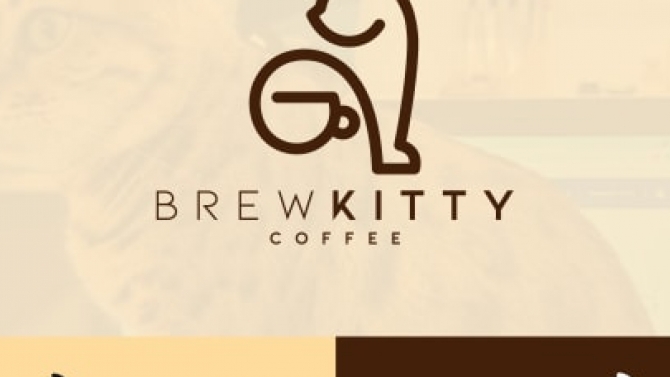 Thiết kế logo tiệm coffee BrewKitty