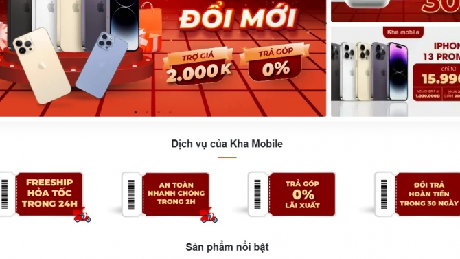Thiết kế website b&aacute;n h&agrave;ng Kha Mobile
