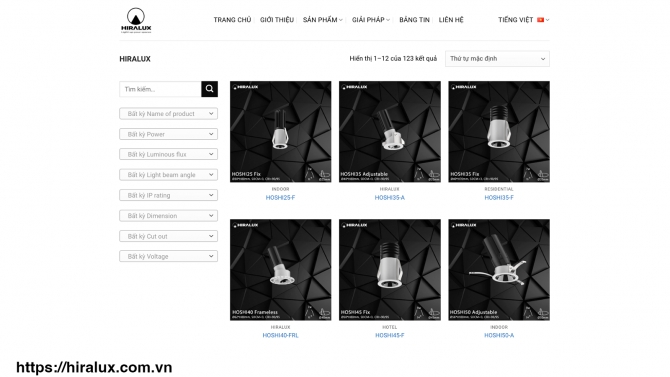 Website b&aacute;n h&agrave;ng đ&egrave;n led - hiralux.com.vn