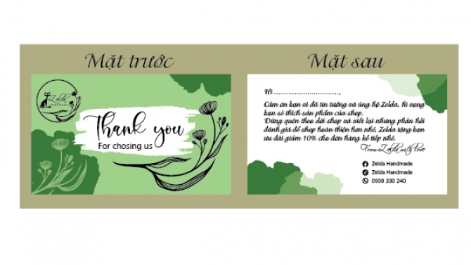 Thiết kế Thank You card Shop Handmade
