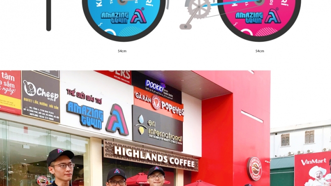 Thiết kế trang tr&iacute; xe đạp roadshow Amazing Town