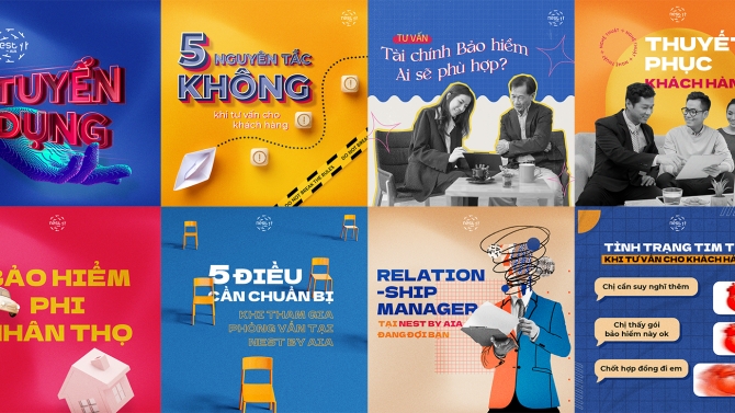 Thiết kế Social post cho fanpage Tuyển Dụng Nest by AIA