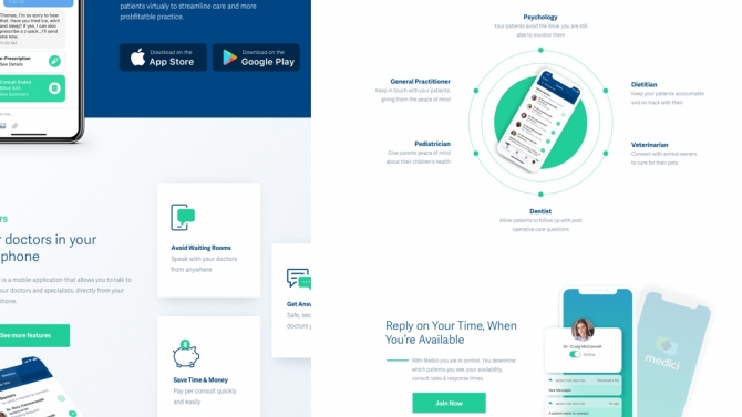 Thiết kế landing page cho ứng dụng Medici tr&ecirc;n di động