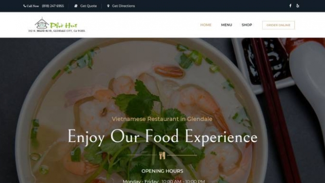 Website cho nhà hàng ở Mỹ