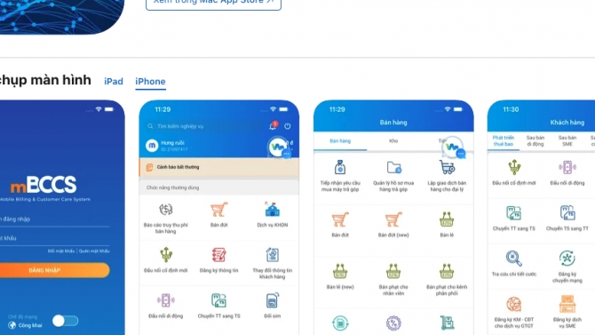 Ph&aacute;t triển app mBCCS cho Viettel