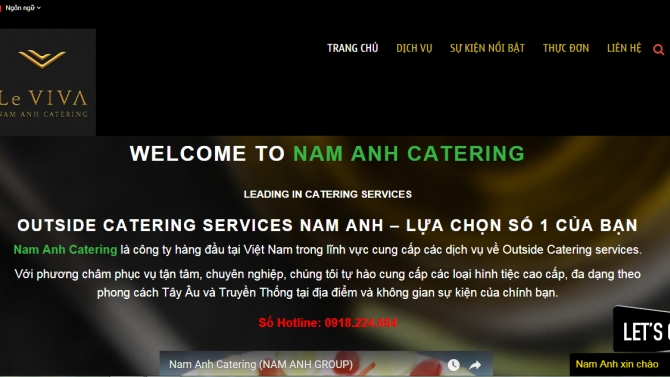 Viết nội dung cho website Nam Anh Catering