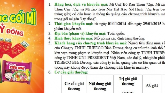 Website khuyến m&atilde;i Tribeco