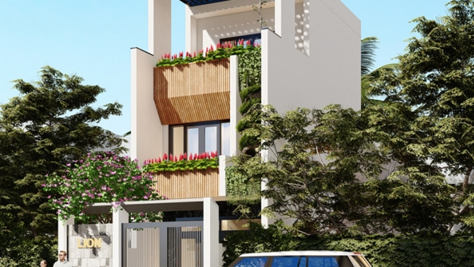 Thiết kế nh&agrave; phố 3 tầng 5x20m