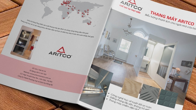 Thiết kế v&agrave; in Catalog thang m&aacute;y Aritco