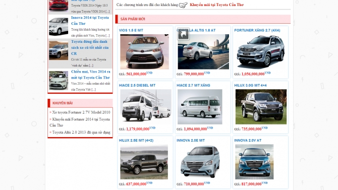 Website Toyota Ninh Kieu, Cần Thơ