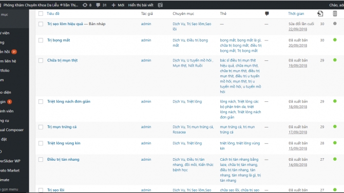 Đăng tải b&agrave;i viết chuẩn SEO website Ph&ograve;ng kh&aacute;m Chuy&ecirc;n khoa Da liễu Trần Thịnh
