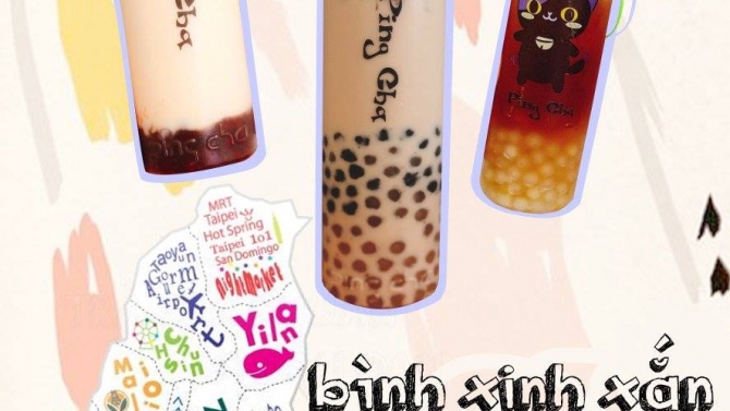 Thiết kế Standee cho ng&agrave;y khai trương h&atilde;ng tr&agrave; sữa PINGCHA ở Cần Thơ