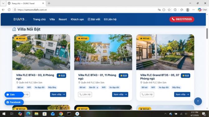 Thiết kế website Duno Travel