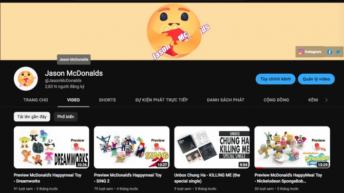 K&ecirc;nh Youtube của bản th&acirc;n