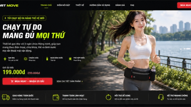 Landing Page B&aacute;n T&uacute;i Chạy Bộ