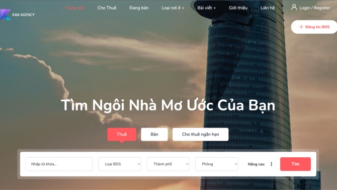 Thiết kế Website Bất Động Sản giống Airbnb