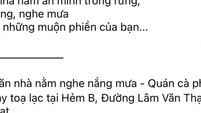 Viết b&agrave;i đăng cho fanpage qu&aacute;n c&agrave; ph&ecirc; " C&oacute; căn nh&agrave; nằm nghe nắng mưa"