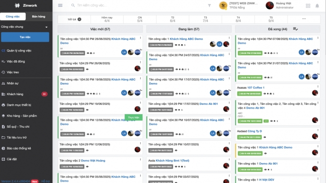 X&acirc;y dụng backend v&agrave; webapp ứng dụng Zinwork