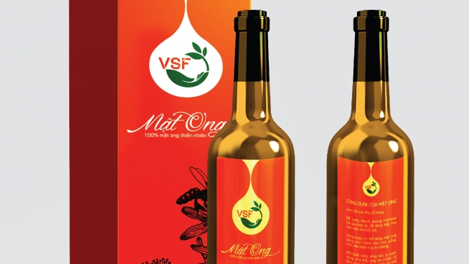 Thiết kế logo v&agrave; bao b&igrave; nh&atilde;n mật ong cty VSF