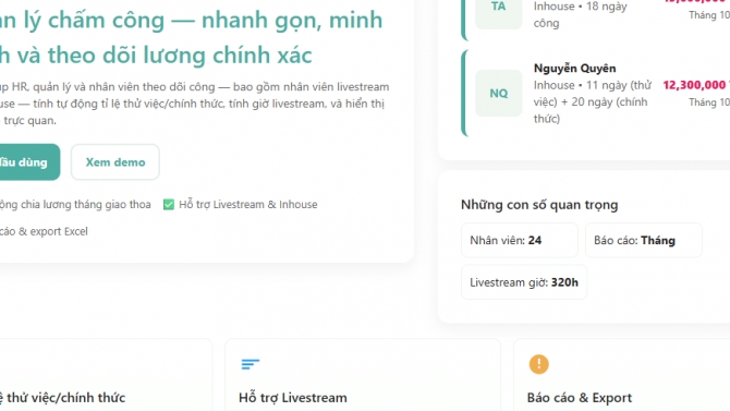 Ứng dụng chấm c&ocirc;ng v&agrave; quản l&yacute; nh&acirc;n vi&ecirc;n nội bộ