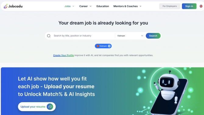 Thiết kế, xây dựng website Jobcadu