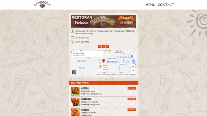 Thiết kế website Việt Nam BBQ Menu