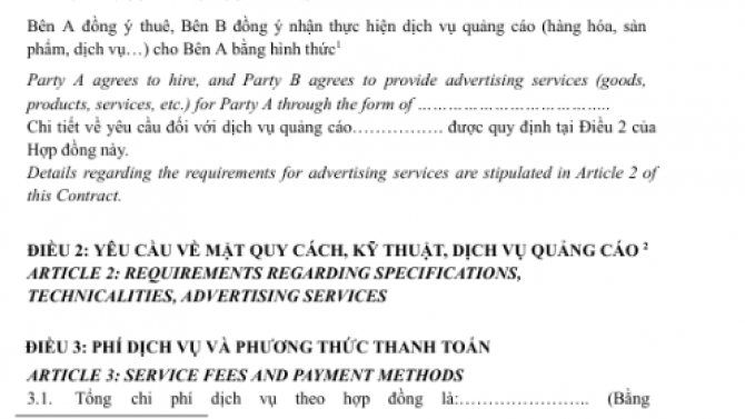 Dịch hợp đồng thương mại Anh &ndash; Việt
