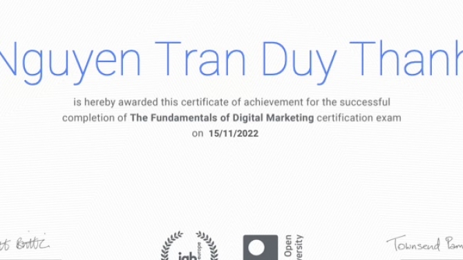 Chứng chỉ digital marketing Google
