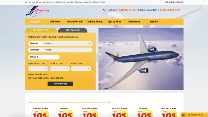 Website b&aacute;n v&eacute; m&aacute;y bay cho đại l&yacute; cấp 1 - Wordpress cms