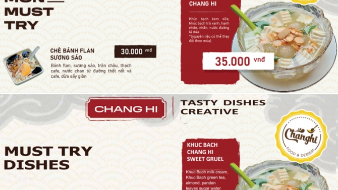 Dịch menu tiếng Việt sang Anh