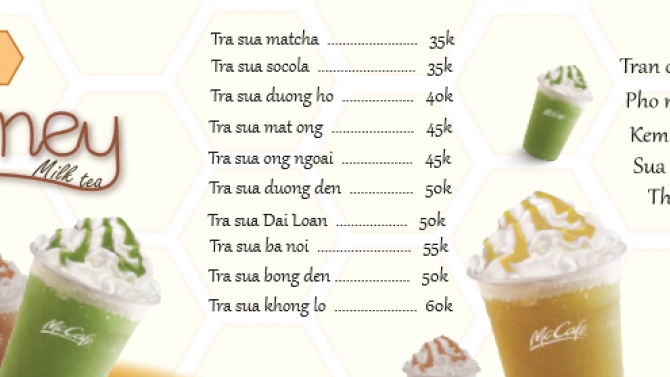 thiết kế tờ gấp cho h&atilde;ng tr&agrave; sữa honney