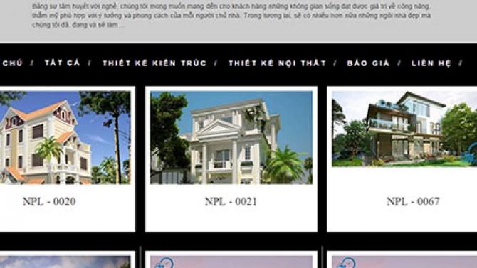 Mẫu website thiết kế nh&agrave; của A1 - dự &aacute;n 2017