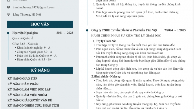 CV - Trần Thu Phương