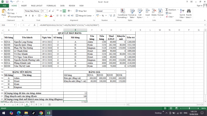 Nhập v&agrave; tổng hợp dữ liệu bằng excel
