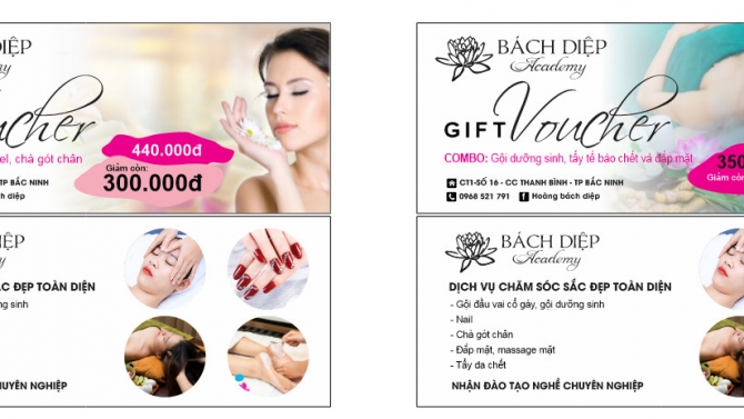 Thiết kế menu, voucher cho kh&aacute;ch