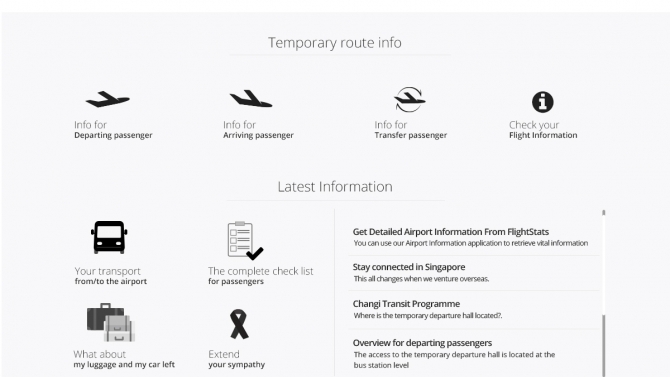 Changi Airport Landing Page