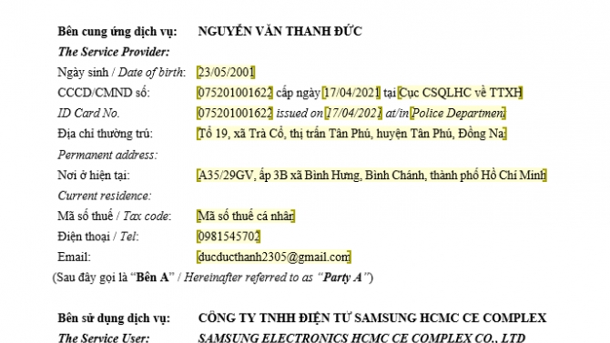 Bi&ecirc;n Phi&ecirc;n Dịch Tại Samsung Electronics HCMC CE Complex