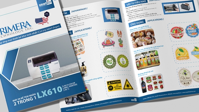 Thiết kế catalog cho sản phẩm m&aacute;y in tem nh&atilde;n m&agrave;u