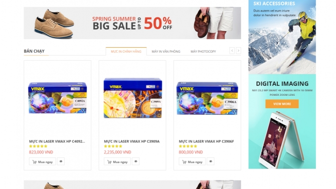 Thiết kế website b&aacute;n h&agrave;ng mực in Techmax