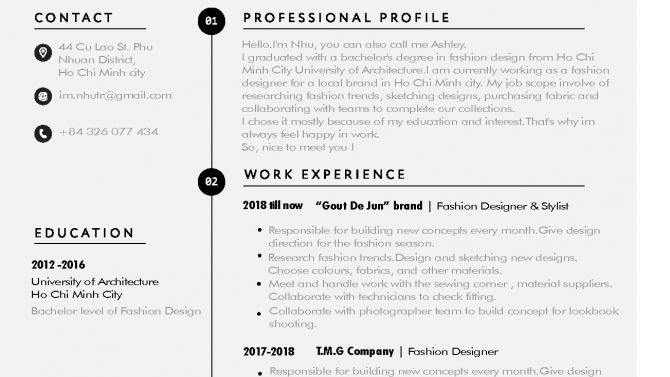 CV | Fashion designer & freelace stylist