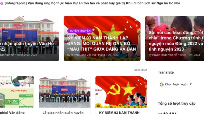 Trang th&ocirc;ng tin điện tử Đo&agrave;n TNCS Hồ Ch&iacute; Minh huyện V&acirc;n Hồ