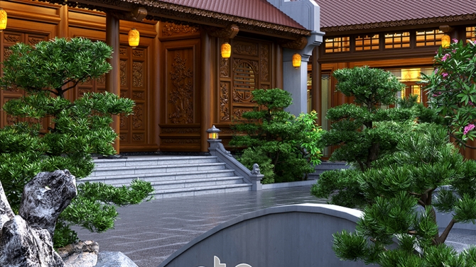 Thiết kế nh&agrave; gỗ cổ truyền