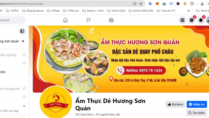 Chạy quảng c&aacute;o Facebook - Ẩm thực d&ecirc; Hương Sơn
