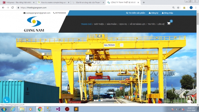 Website c&ocirc;ng ty  thiết bị x&acirc;y lắp Giang Nam