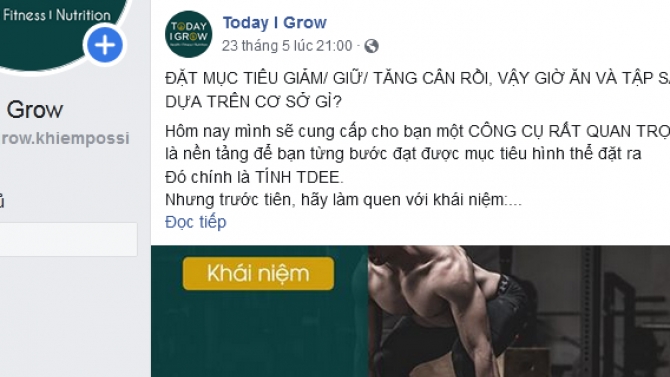 S&aacute;ng lập trang FB về Sức khỏe - TODAY I GROW