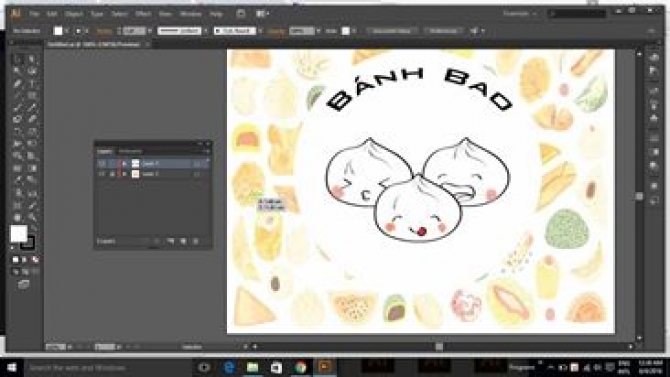 Vẽ mẫu b&aacute;nh bao cho tiệm b&aacute;n h&agrave;ng thức ăn nhanh