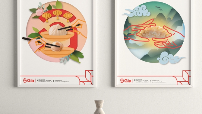 Thiết kế poster cho nh&agrave; h&agrave;ng Gia