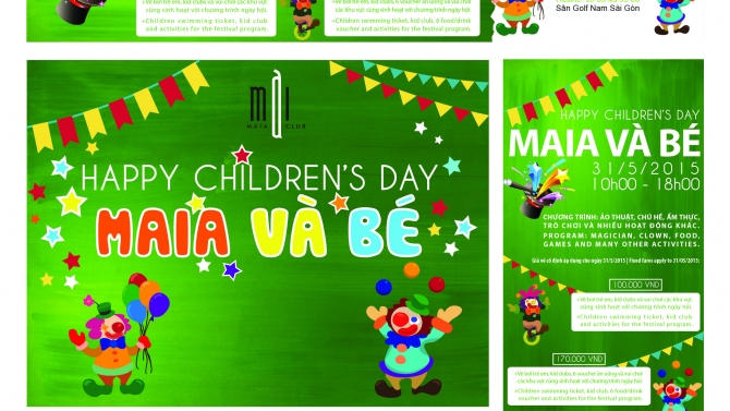 Banner v&agrave; v&eacute; mời cho ng&agrave;y hội MAIA v&agrave; b&eacute;